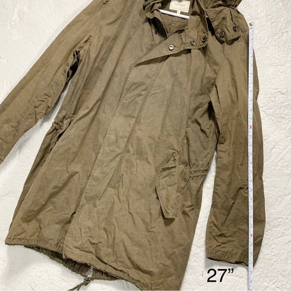 ✅ FRANK & OAK Hooded Long Outdoor Anorak Rain Jacket Zip Coat Dark Forest Green - Picture 5 of 7